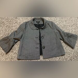 BCX Gray Pinned Stripped Cropped Blazer Peter Pan Collar Y2K